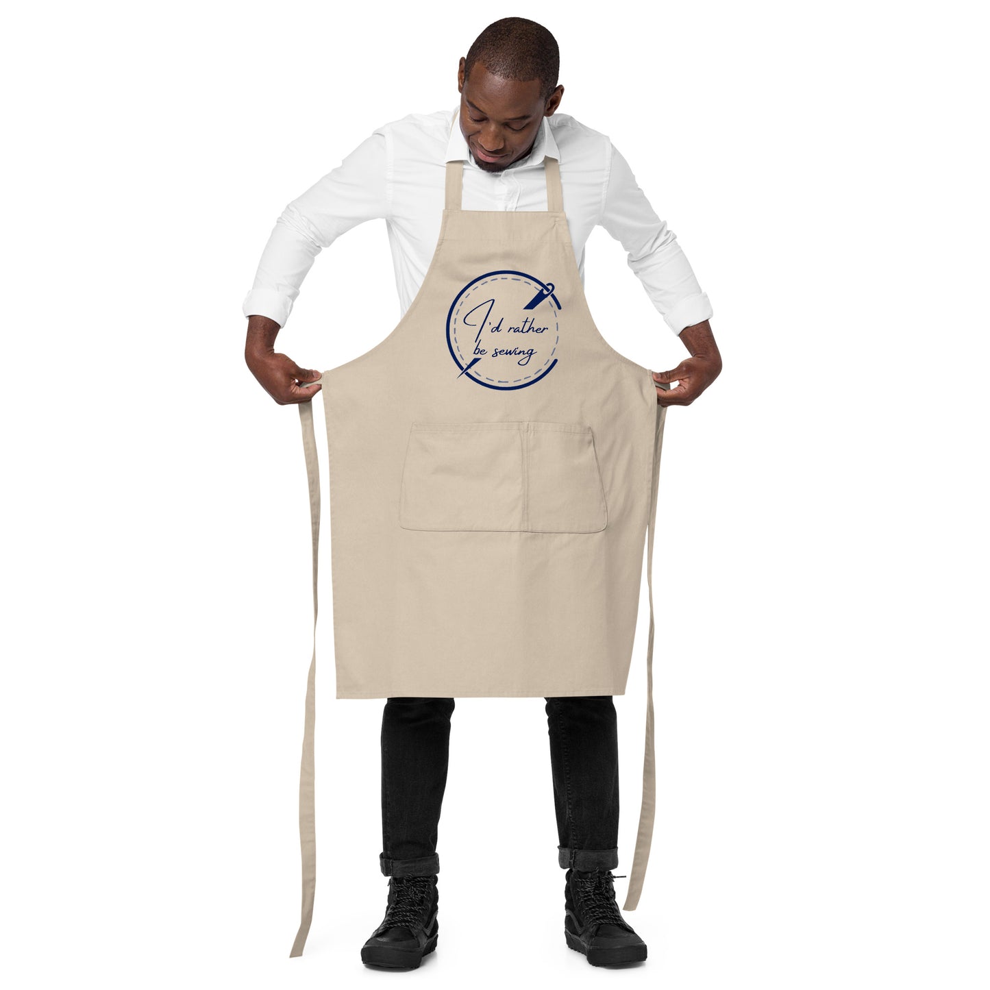 100% Organic Cotton Apron with 'I'd Rather be Sewing' Print