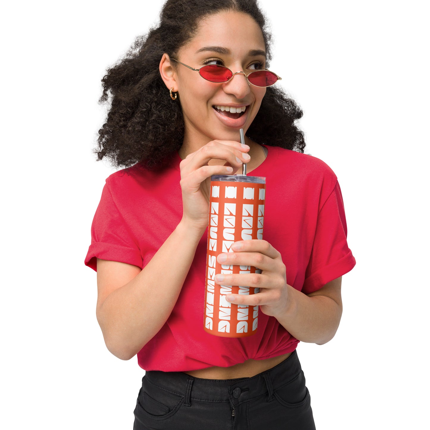Outrageous Orange Tumbler with "I love sewing" design, the perfect gift for people who sew