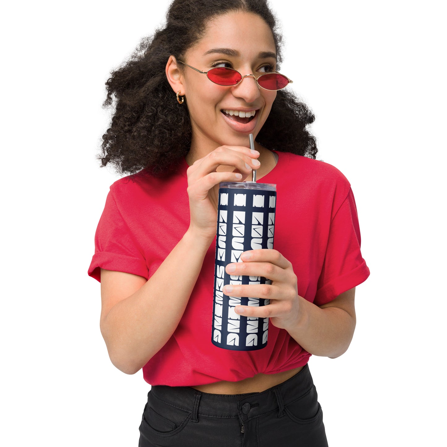 Navy Tumbler with "I love sewing" design, the perfect gift for people who sew