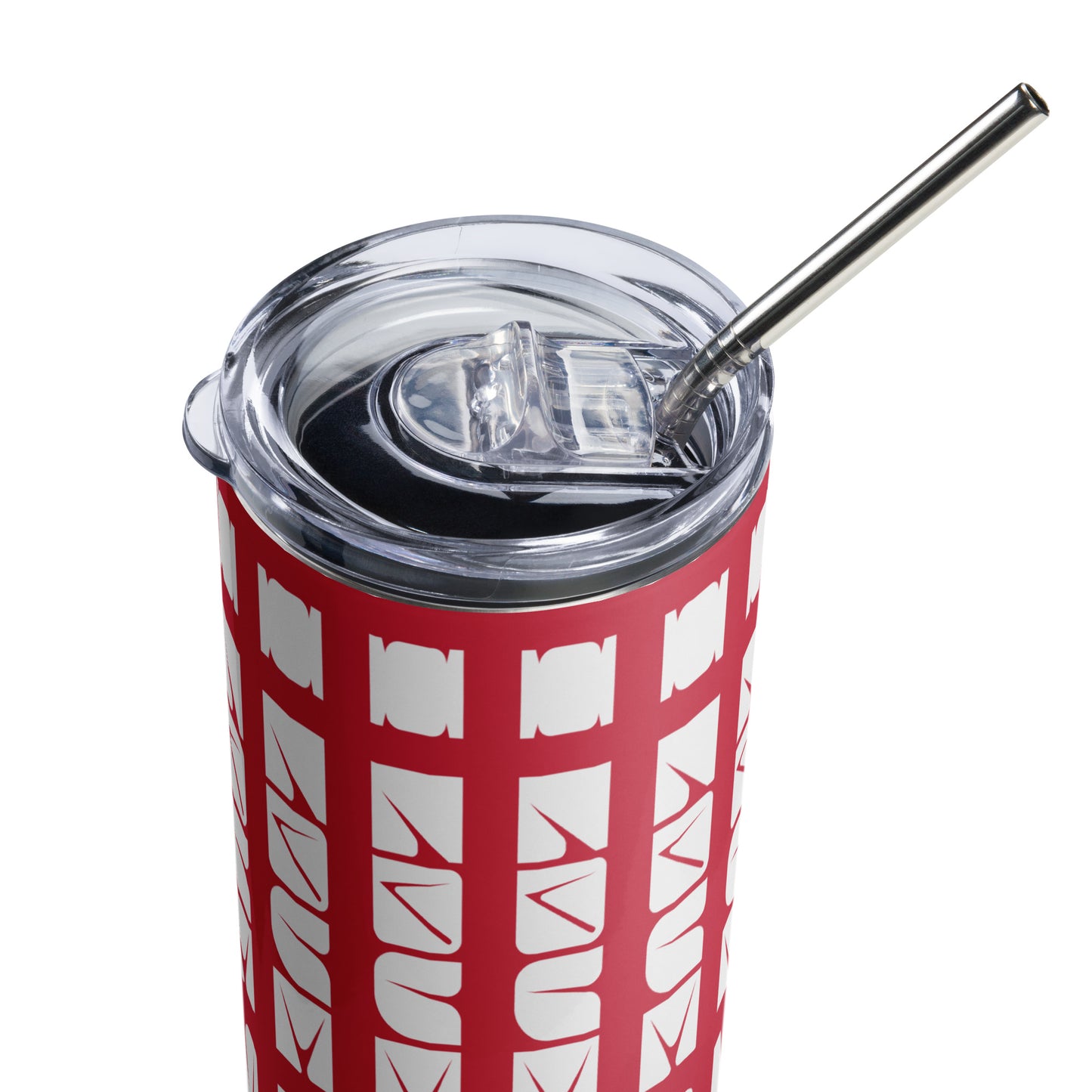 Red Tumbler with "I love sewing" design, the perfect gift for people who sew