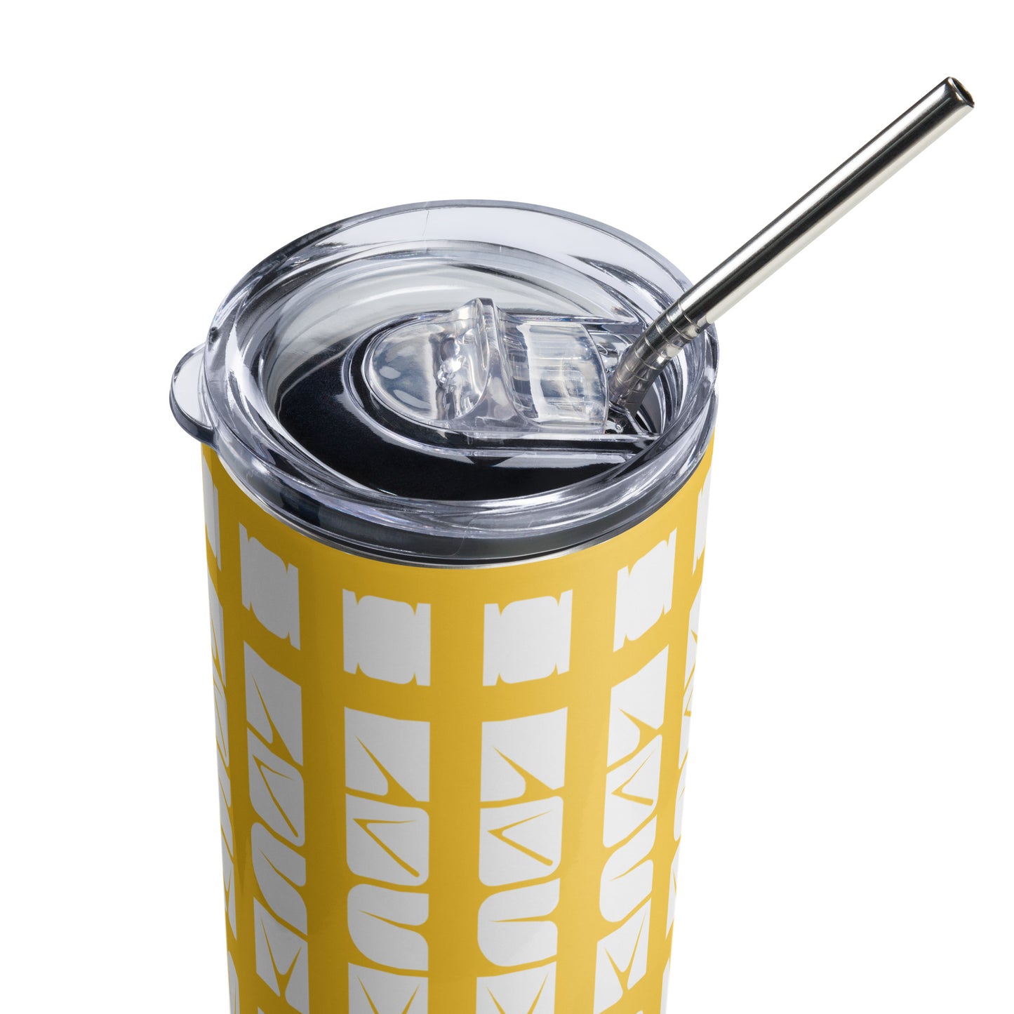Yellow Tumbler with "I love sewing" design, the perfect gift for people who sew