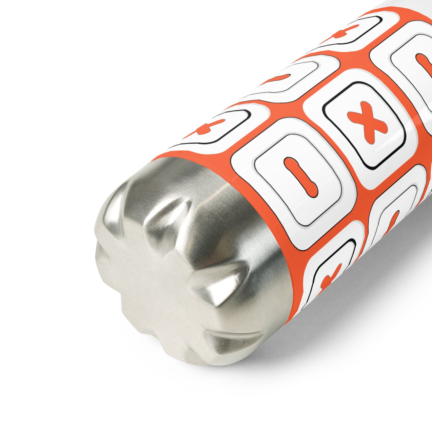 Outrageous Orange Stainless Steel Water Bottle with "Square Buttons" design - the perfect gift for people who love to sew