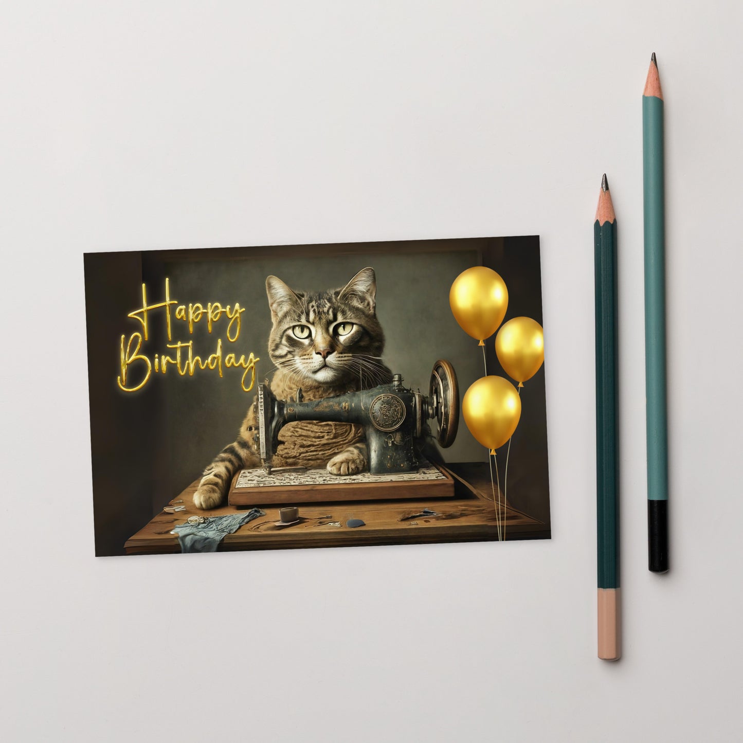 Happy Birthday Sewing Bro Gold Note Card