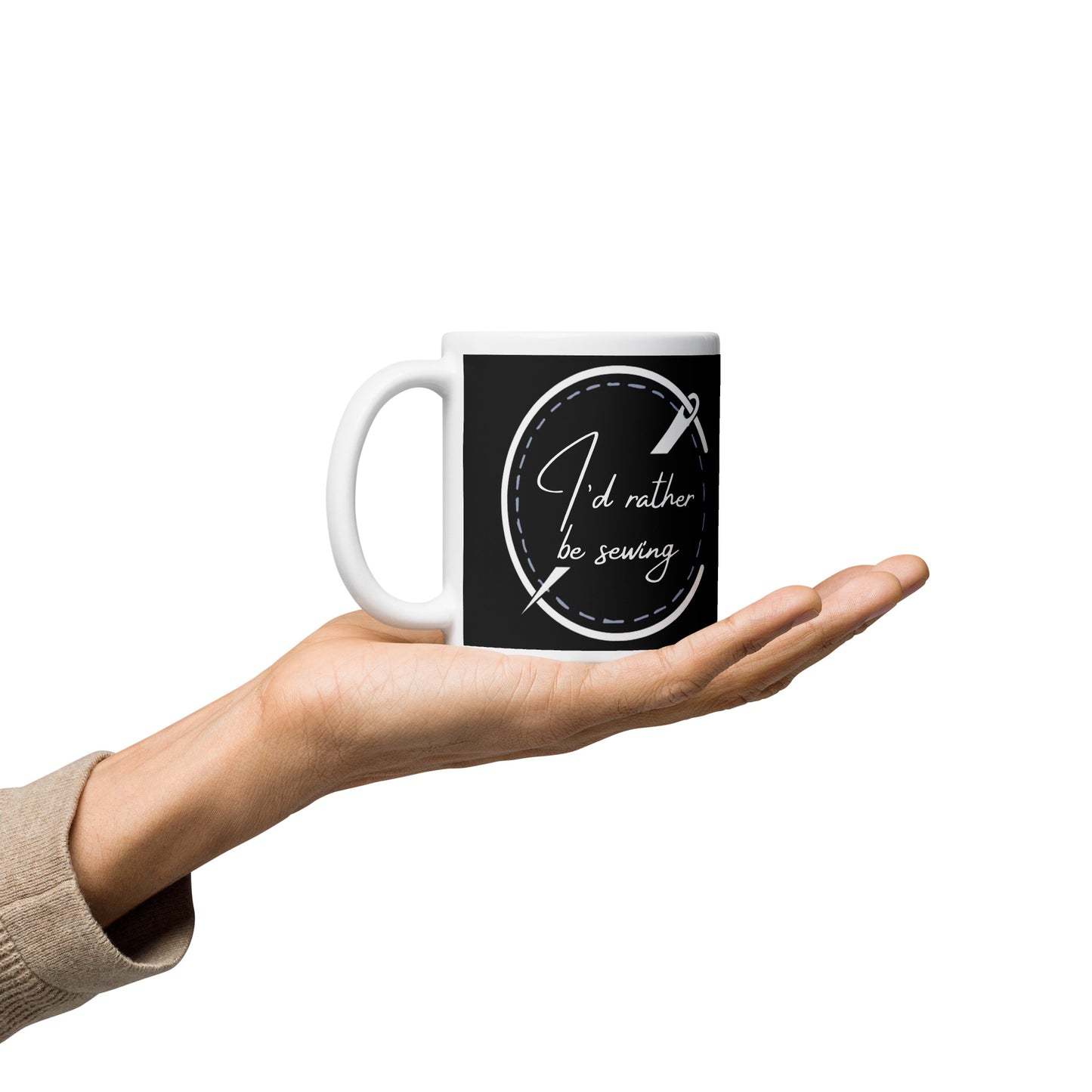 I'd Rather Be Sewing Badge Mug Black