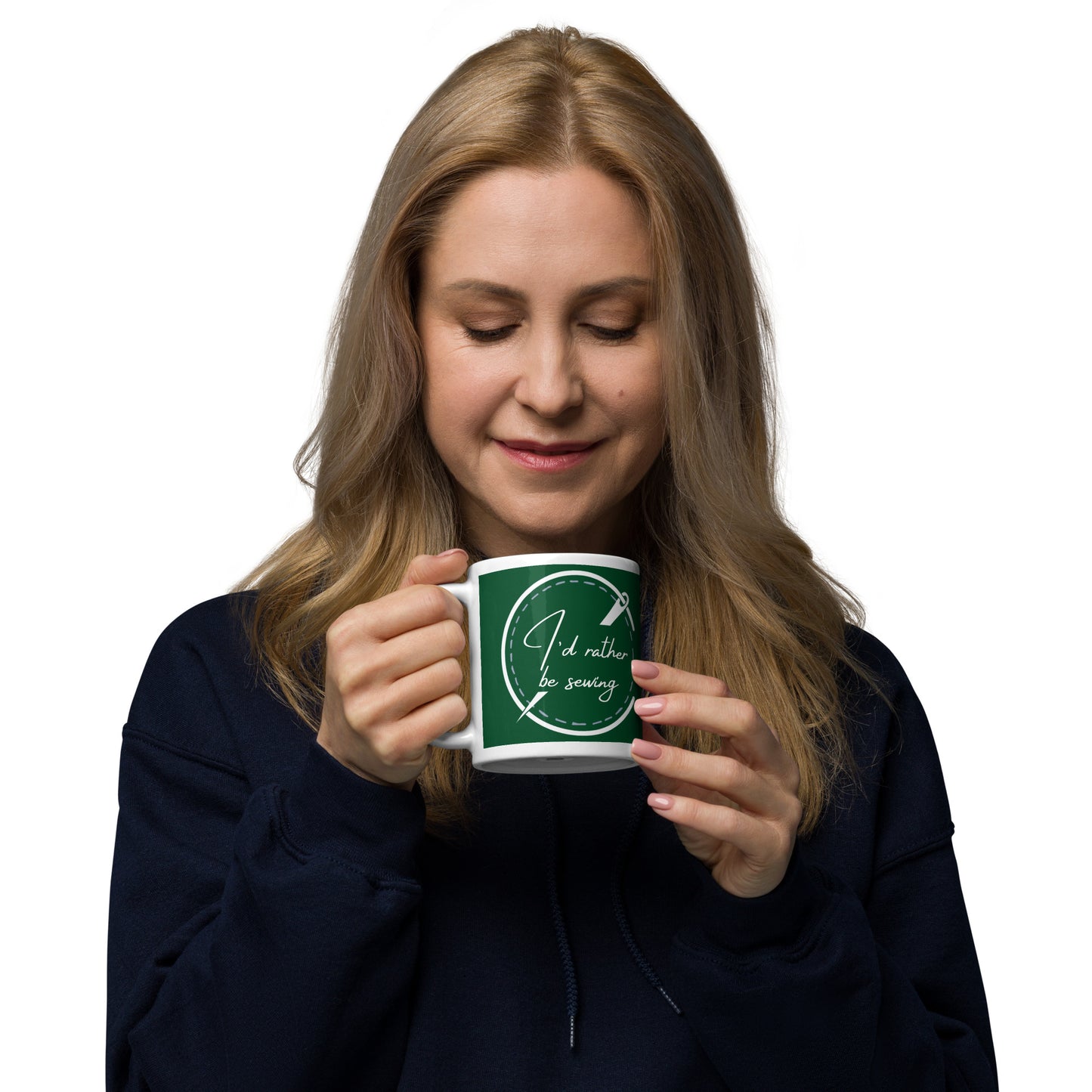 I'd Rather be Sewing Badge Mug Forest Green