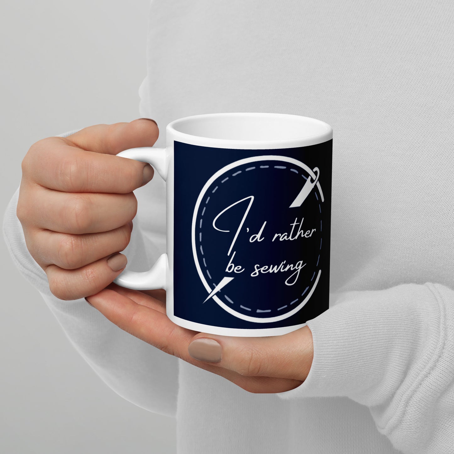 I'd Rather Be Sewing Badge Mug Navy