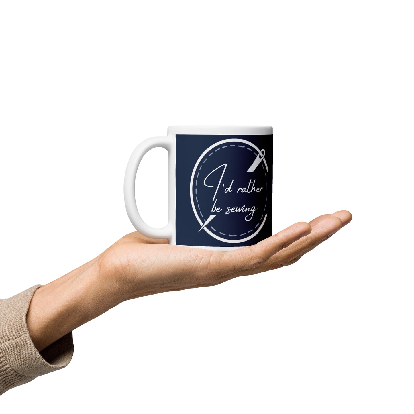 I'd Rather Be Sewing Badge Mug Navy