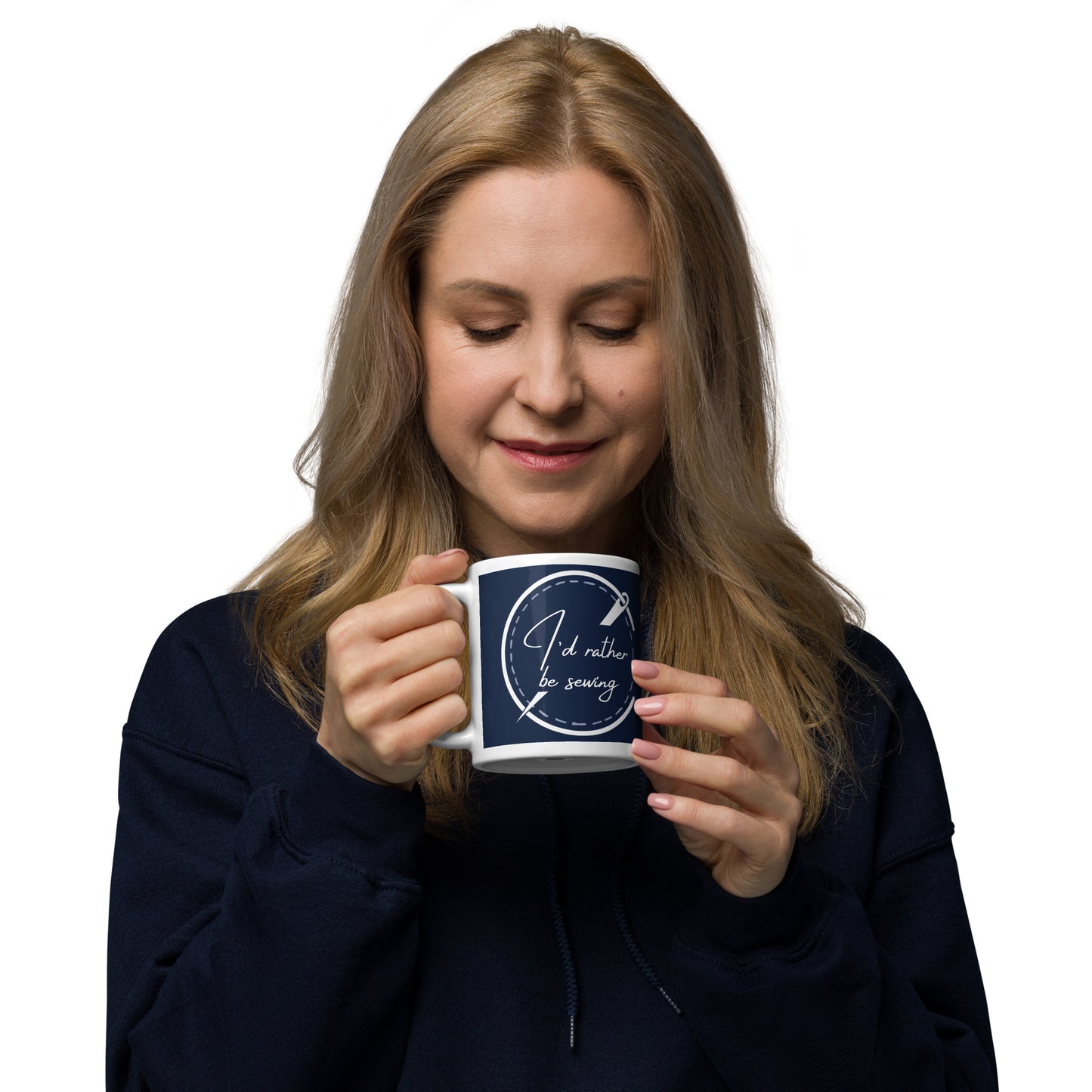 I'd Rather Be Sewing Badge Mug Navy