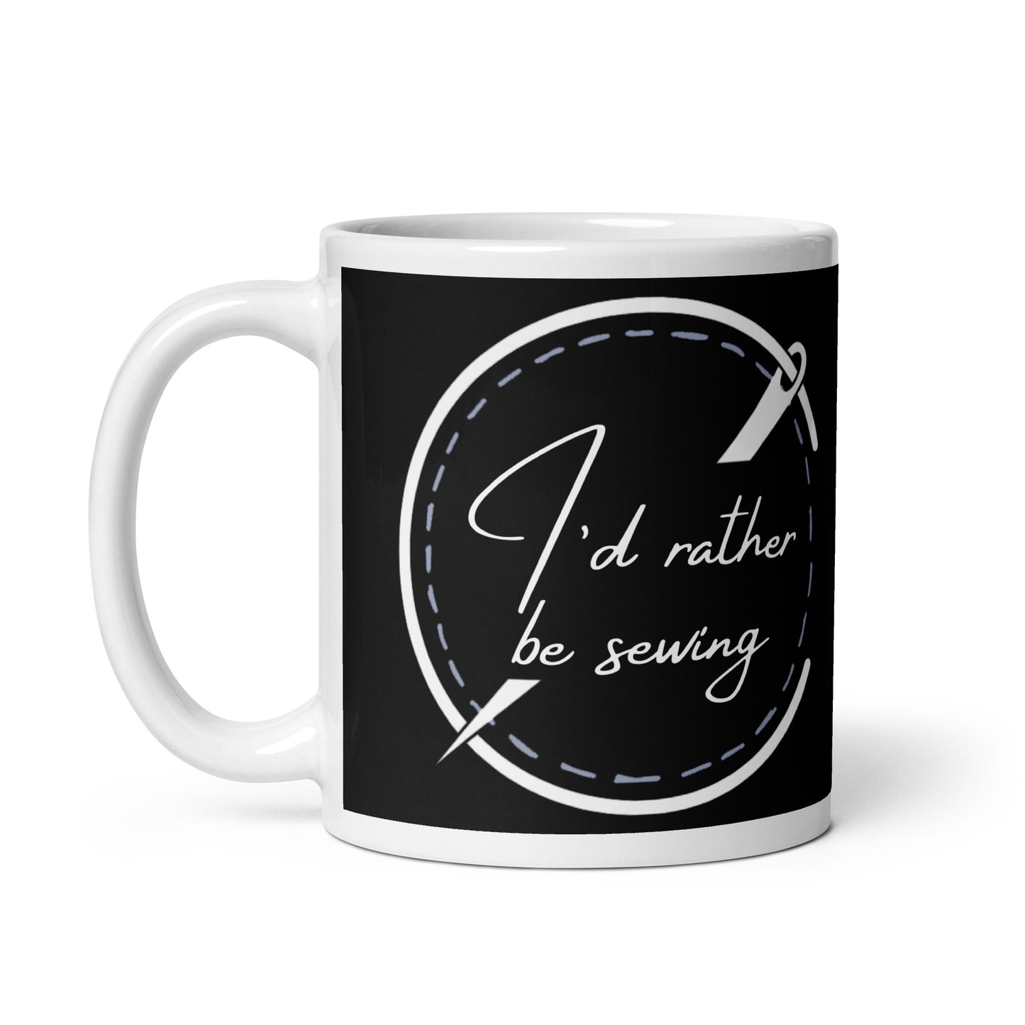 I'd Rather Be Sewing Badge Mug Black