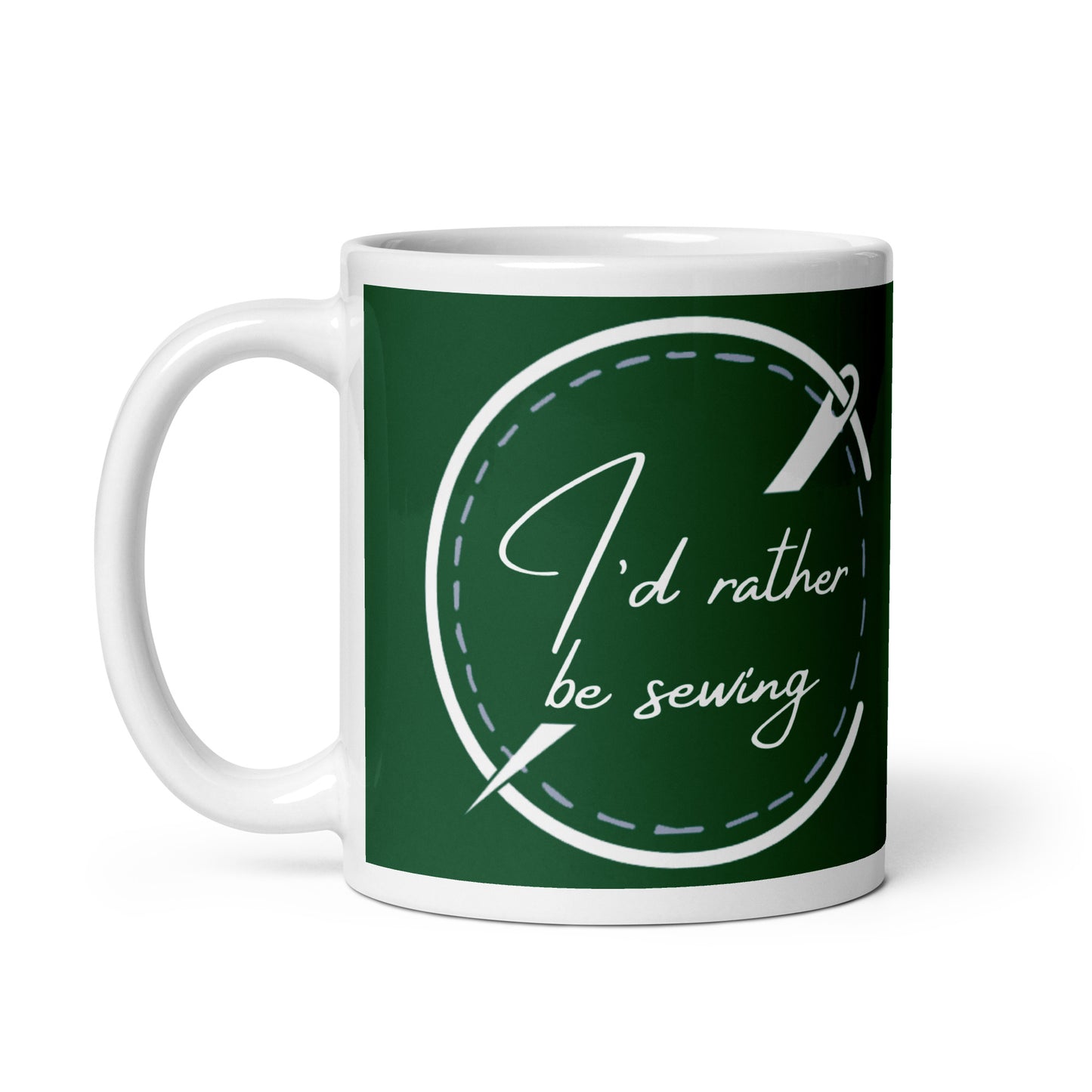 I'd Rather be Sewing Badge Mug Forest Green