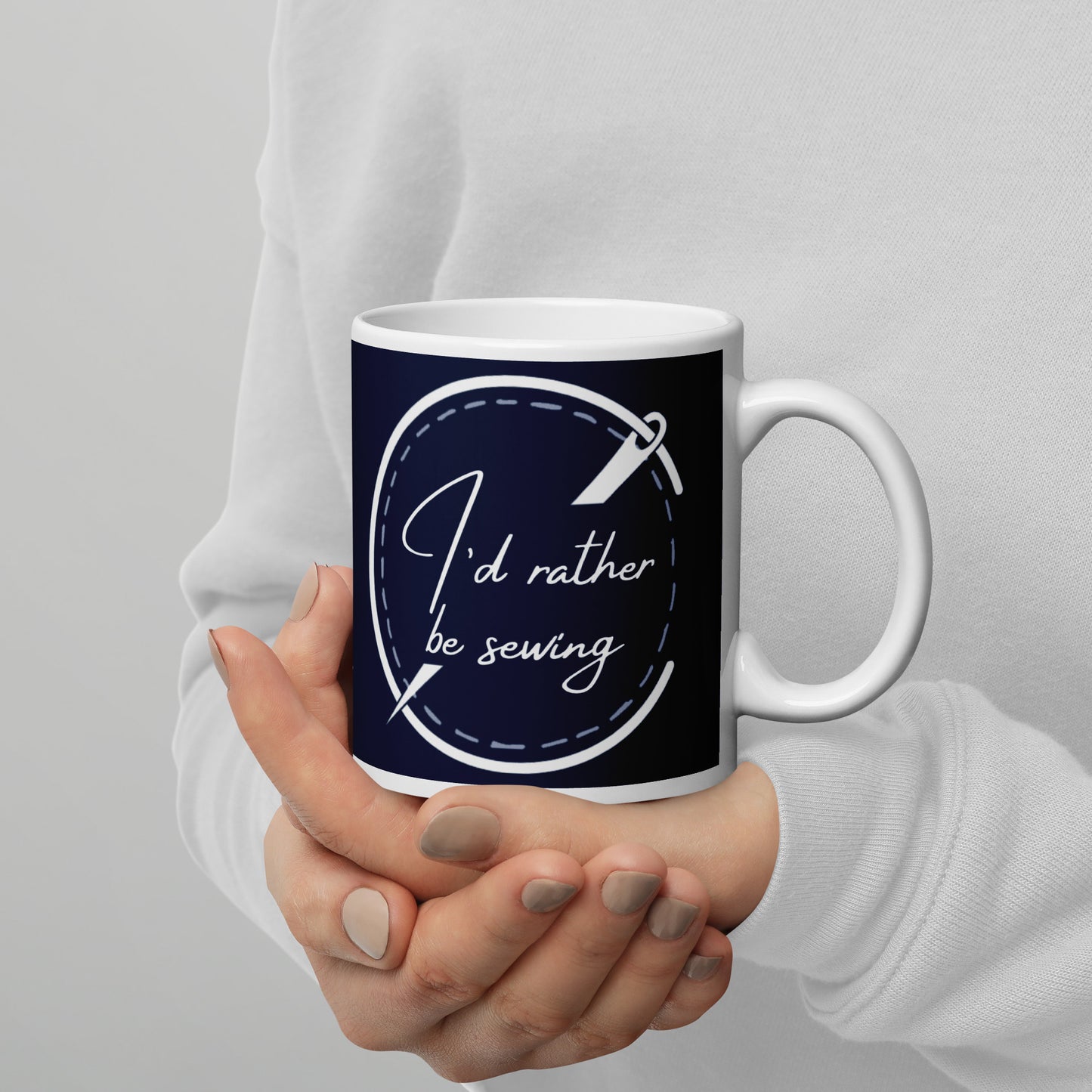 I'd Rather Be Sewing Badge Mug Navy