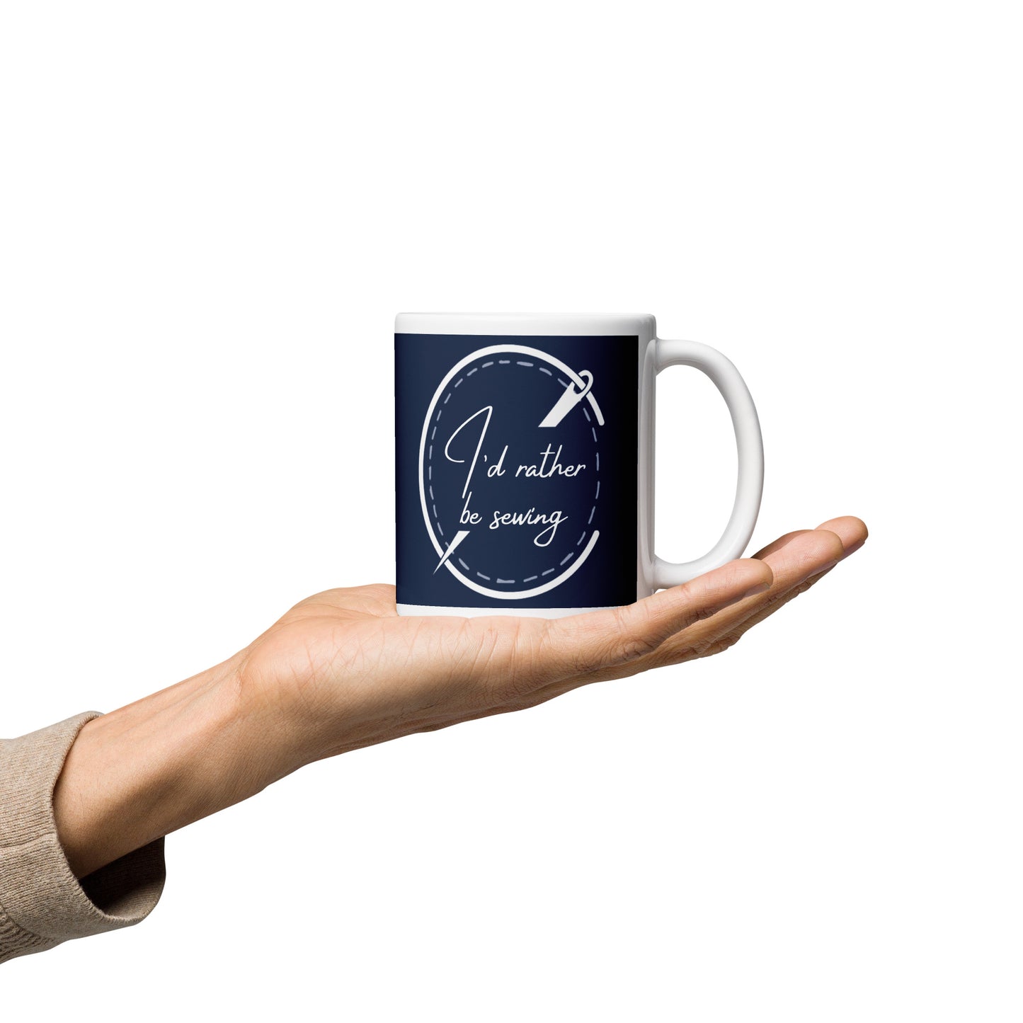 I'd Rather Be Sewing Badge Mug Navy