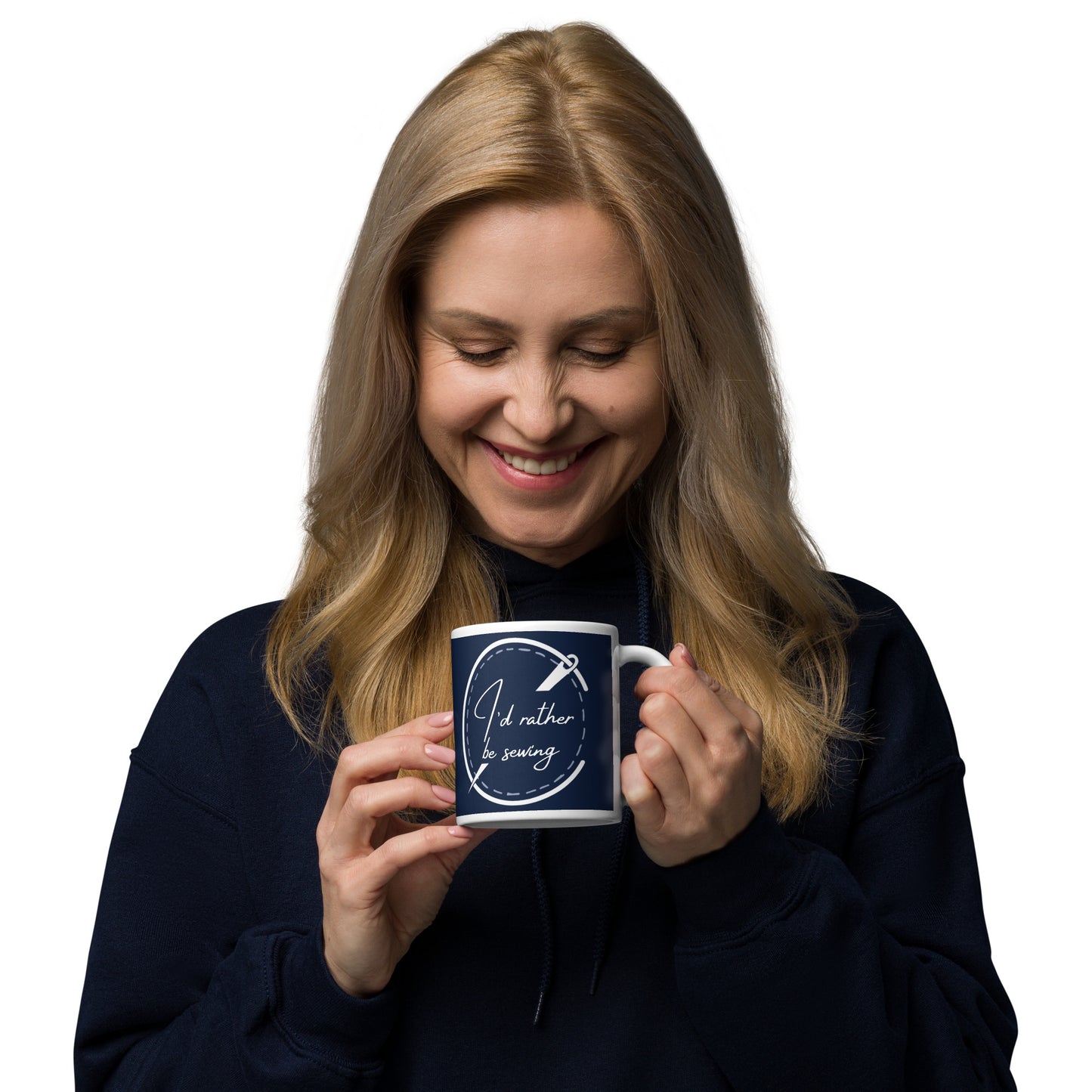 I'd Rather Be Sewing Badge Mug Navy