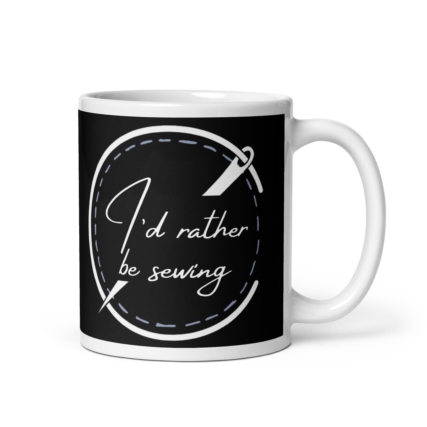 I'd Rather Be Sewing Badge Mug Black