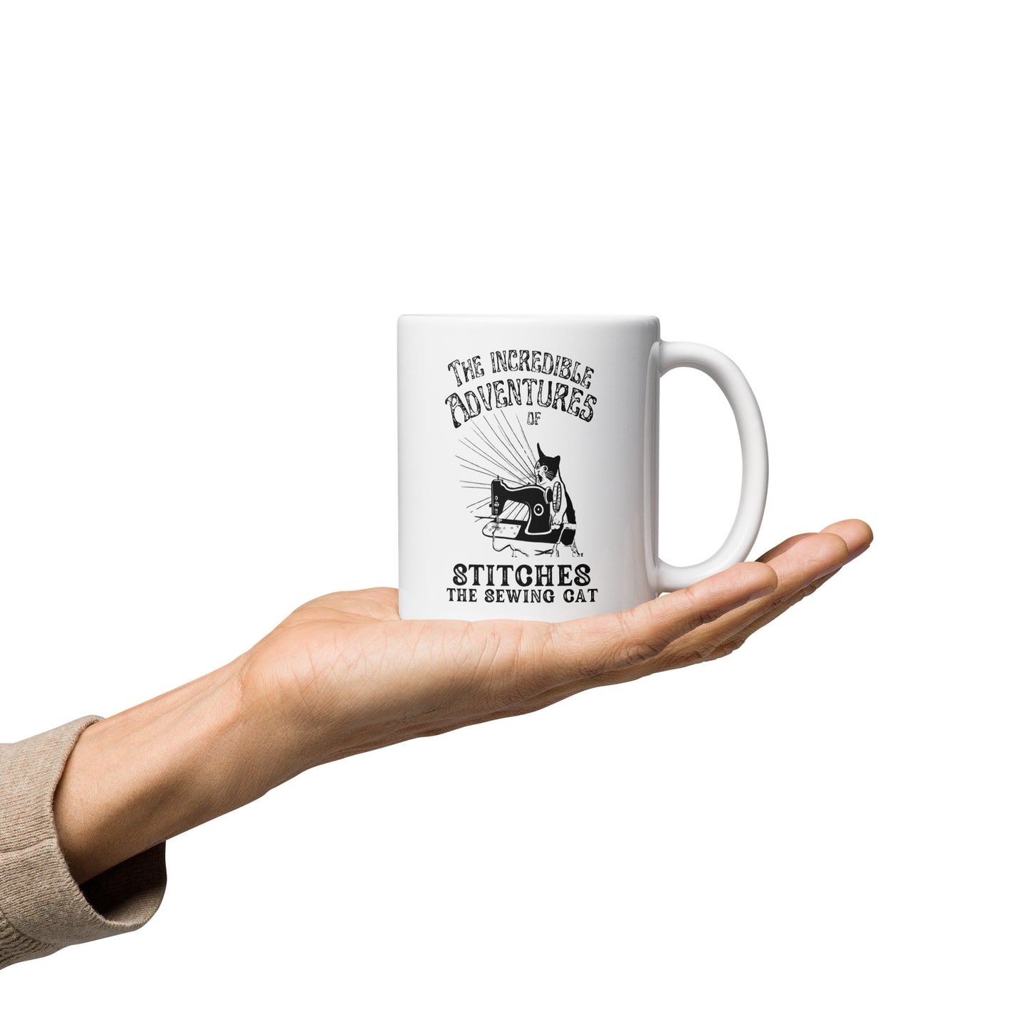 The Incredible Adventures of Stitches the Sewing Cat Mug