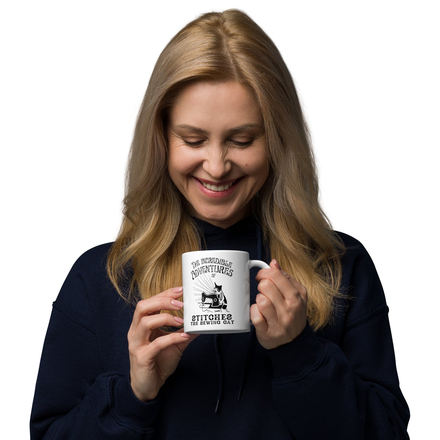 The Incredible Adventures of Stitches the Sewing Cat Mug