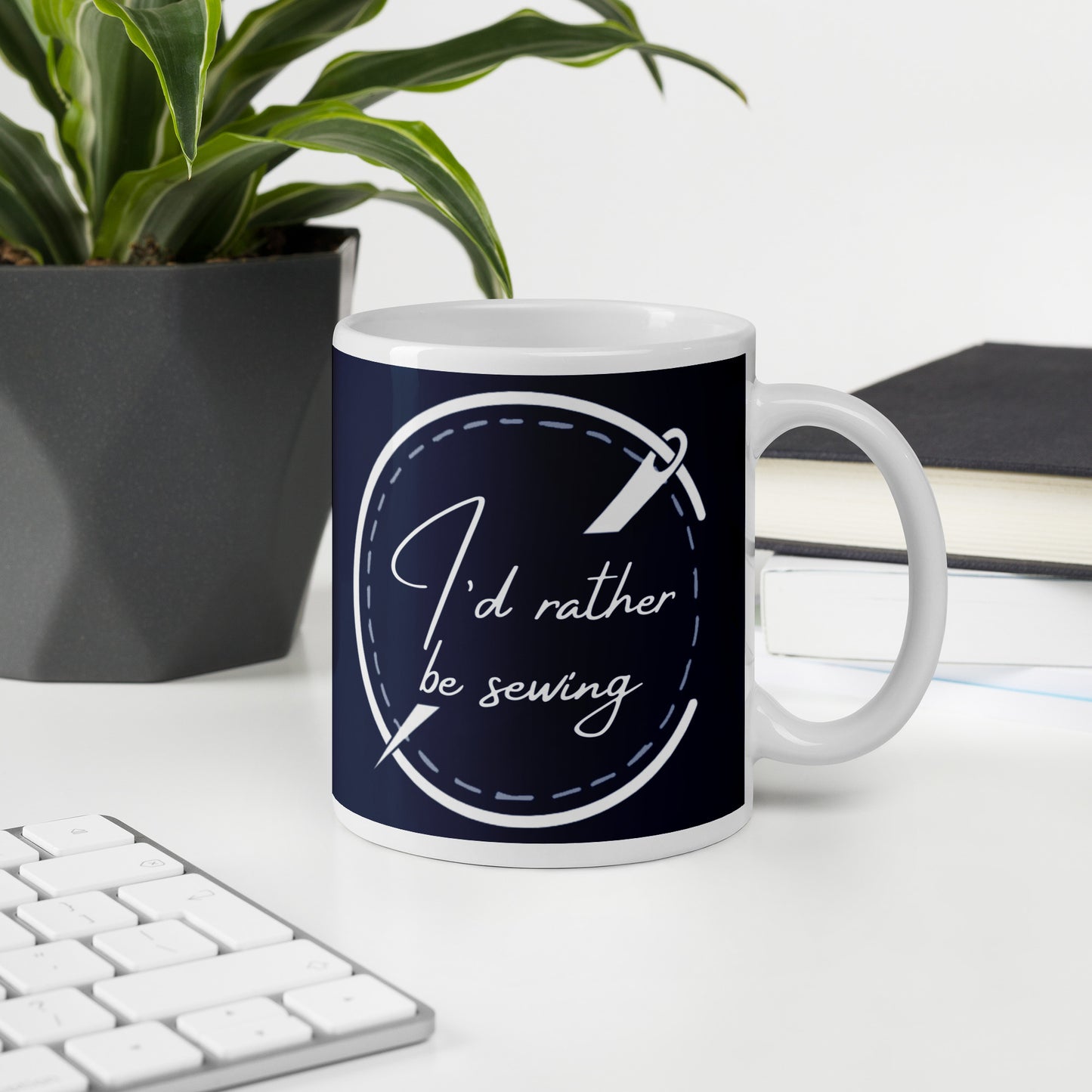 I'd Rather Be Sewing Badge Mug Navy
