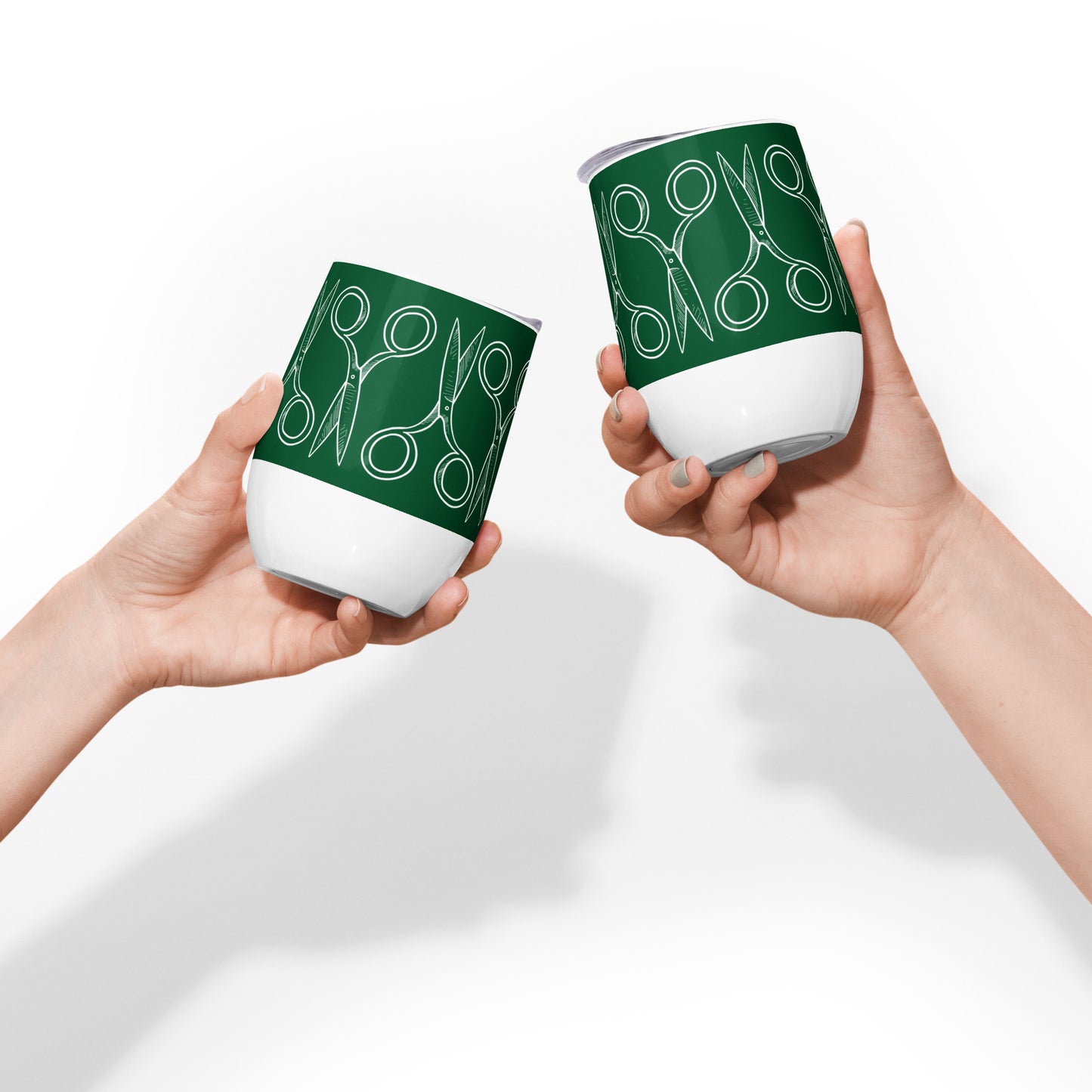 Green Wine Tumbler with "Bold Scissor" Graphic - The Perfect Gift for People who Love to Sew