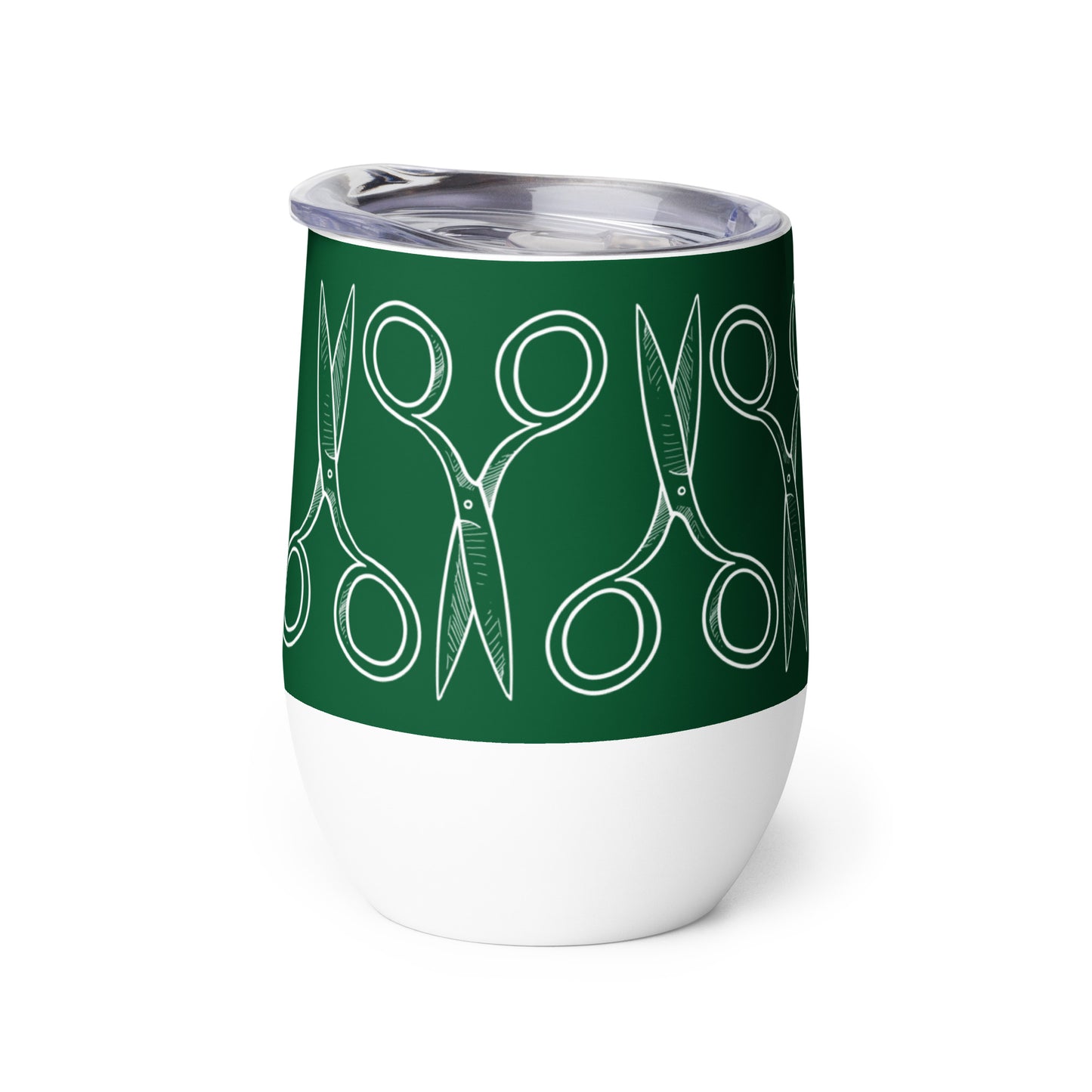 Green Wine Tumbler with "Bold Scissor" Graphic - The Perfect Gift for People who Love to Sew