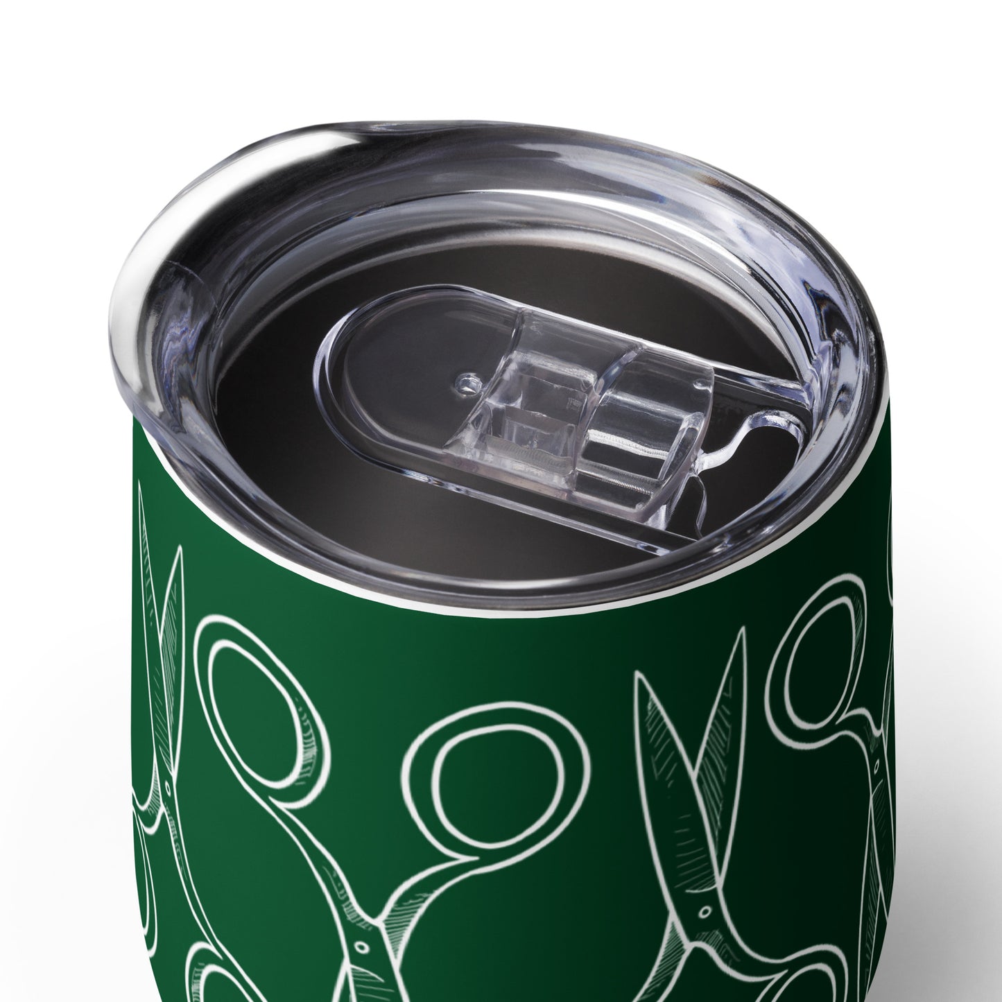 Green Wine Tumbler with "Bold Scissor" Graphic - The Perfect Gift for People who Love to Sew