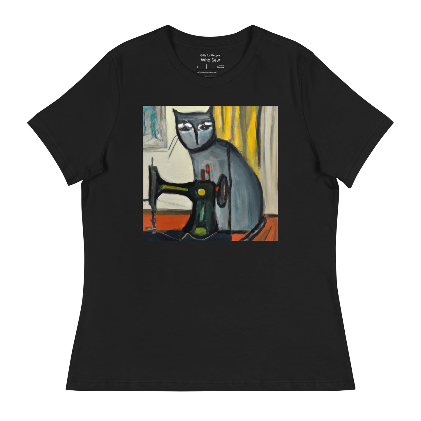 Women's T-shirt with "Sewing Cat" design – The Perfect Gift for People who Love to Sew