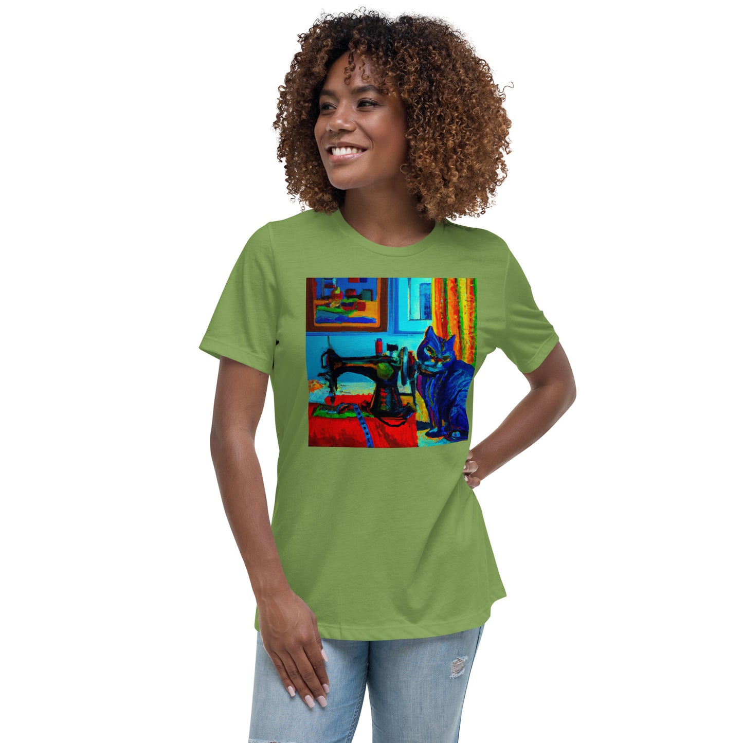 Women's T-shirt with "Sewing Cat" design – The Perfect Gift for People who Love to Sew
