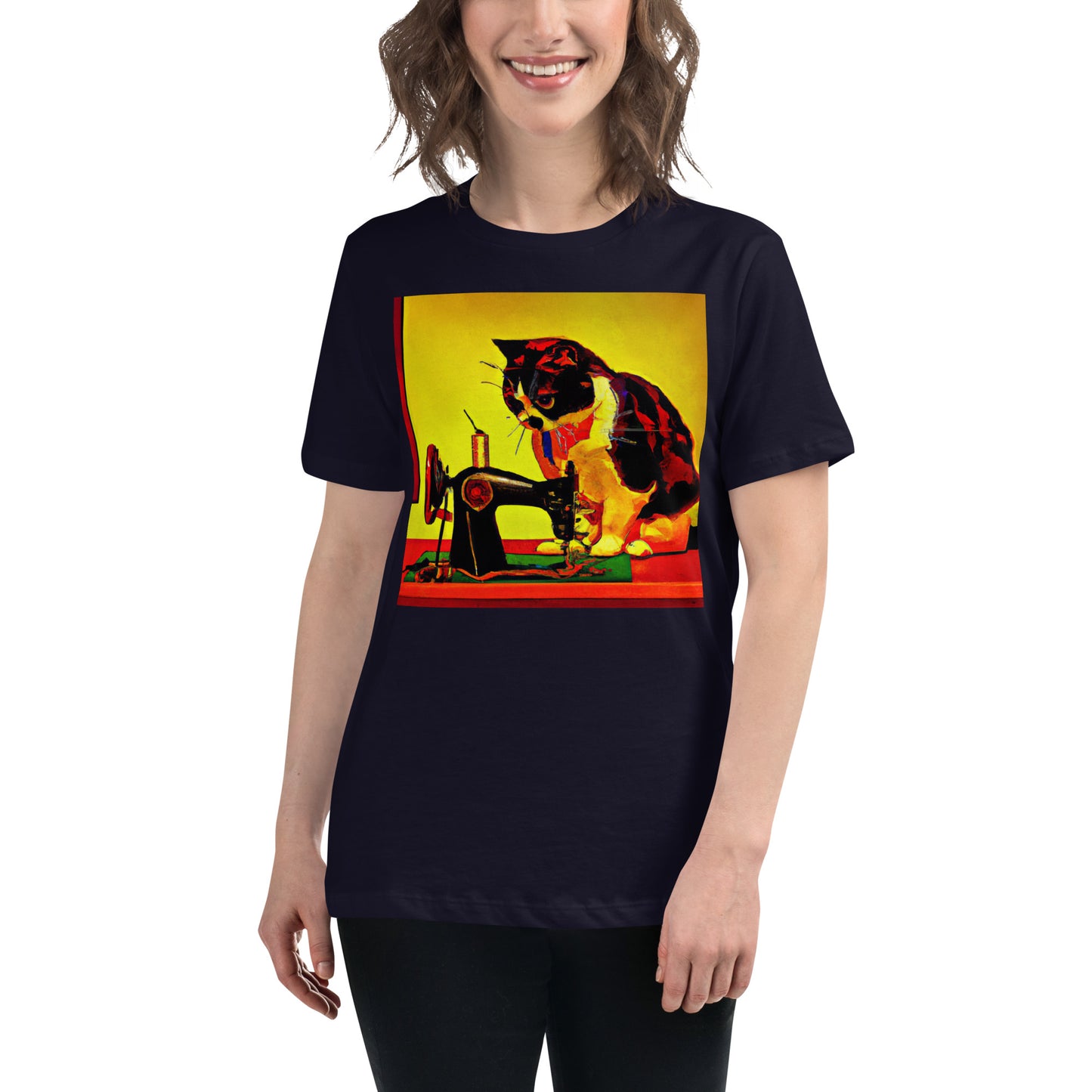 Women's T-shirt with "Sewing Cat" design – The Perfect Gift for People who Love to Sew