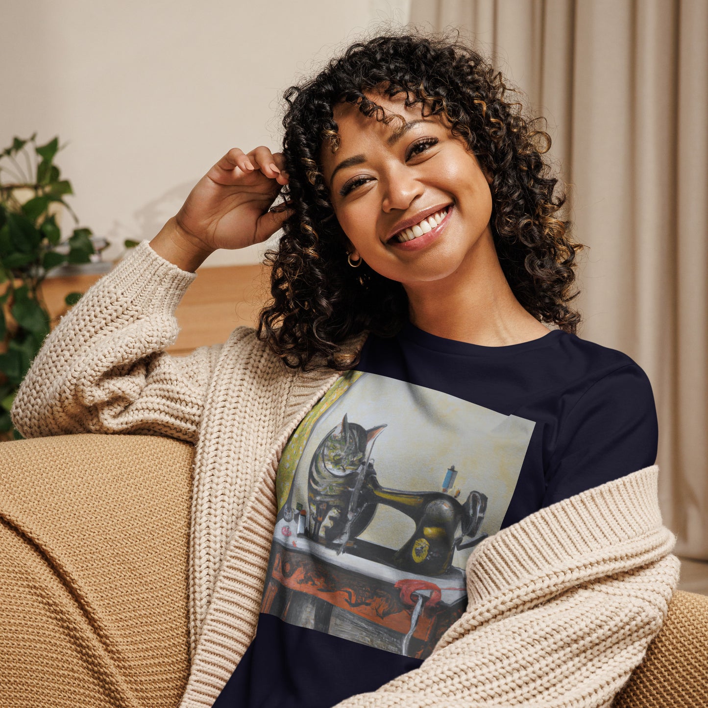 Sewing Cat 1 Graphic Women's T-shirt