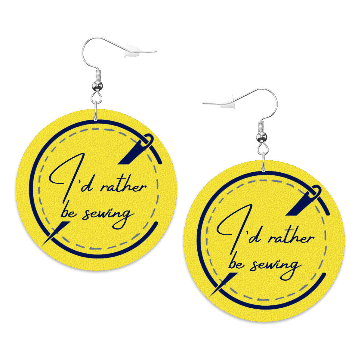 Circle Drop Earrings with "I'd Rather be Sewing" design – The Perfect Gift for People who Love to Sew