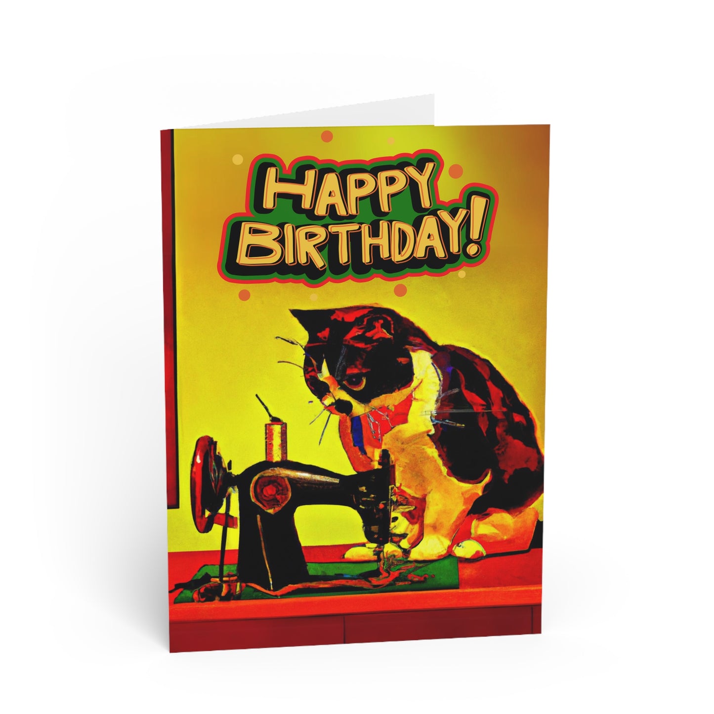 Birthday Card Sewing Cat