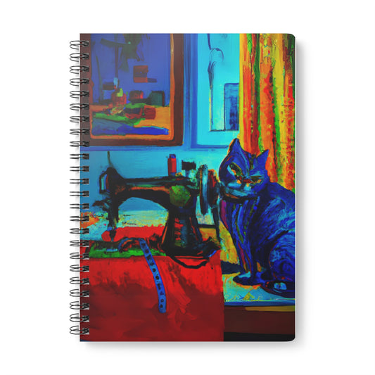 Blue Sewing Cat A5 Notebook