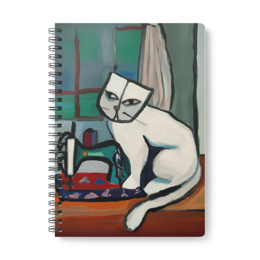 White sewing Cat Notebook