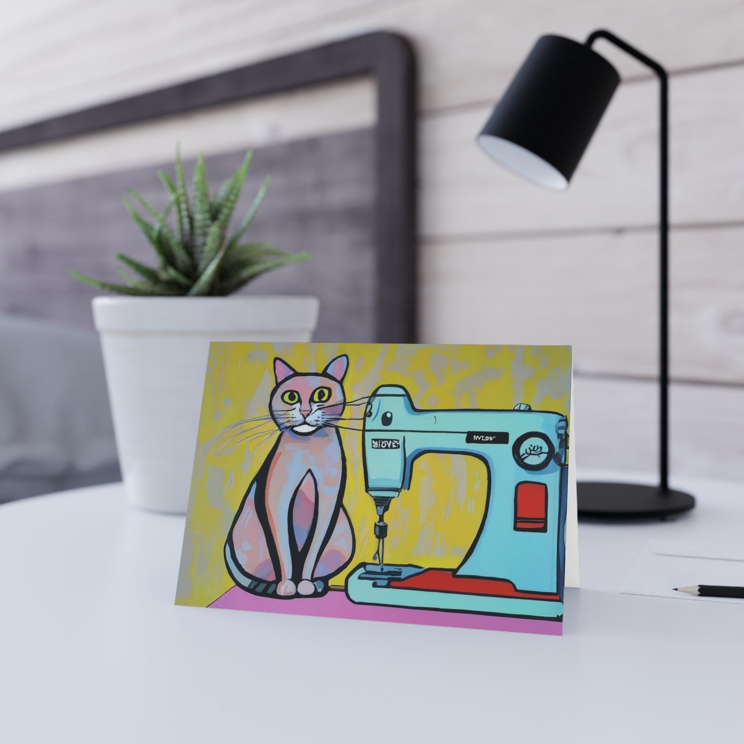 Sewing Cat 8 Blank Card