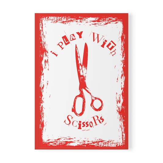 I Play with Scissors Softcover Notebook Red