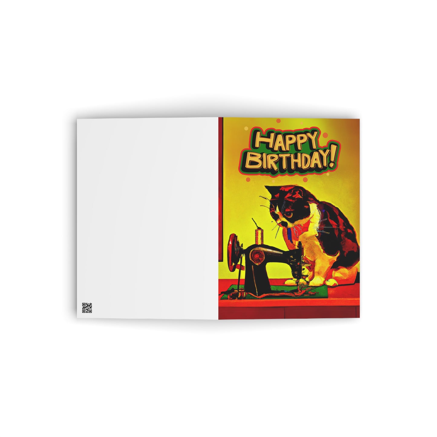 Birthday Card Sewing Cat