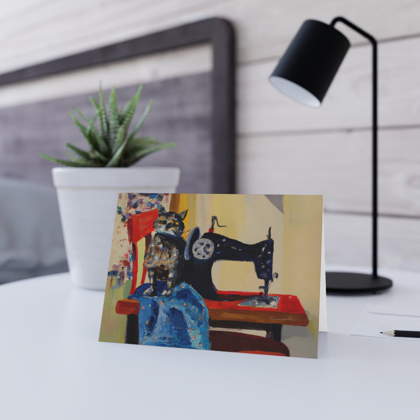 Sewing Cat 2 Blank Card