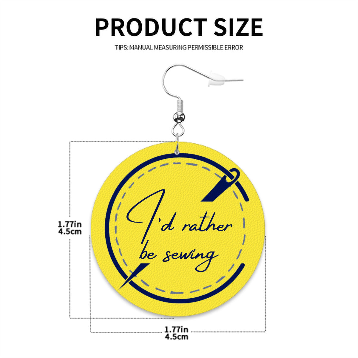 Circle Drop Earrings with "I'd Rather be Sewing" design – The Perfect Gift for People who Love to Sew