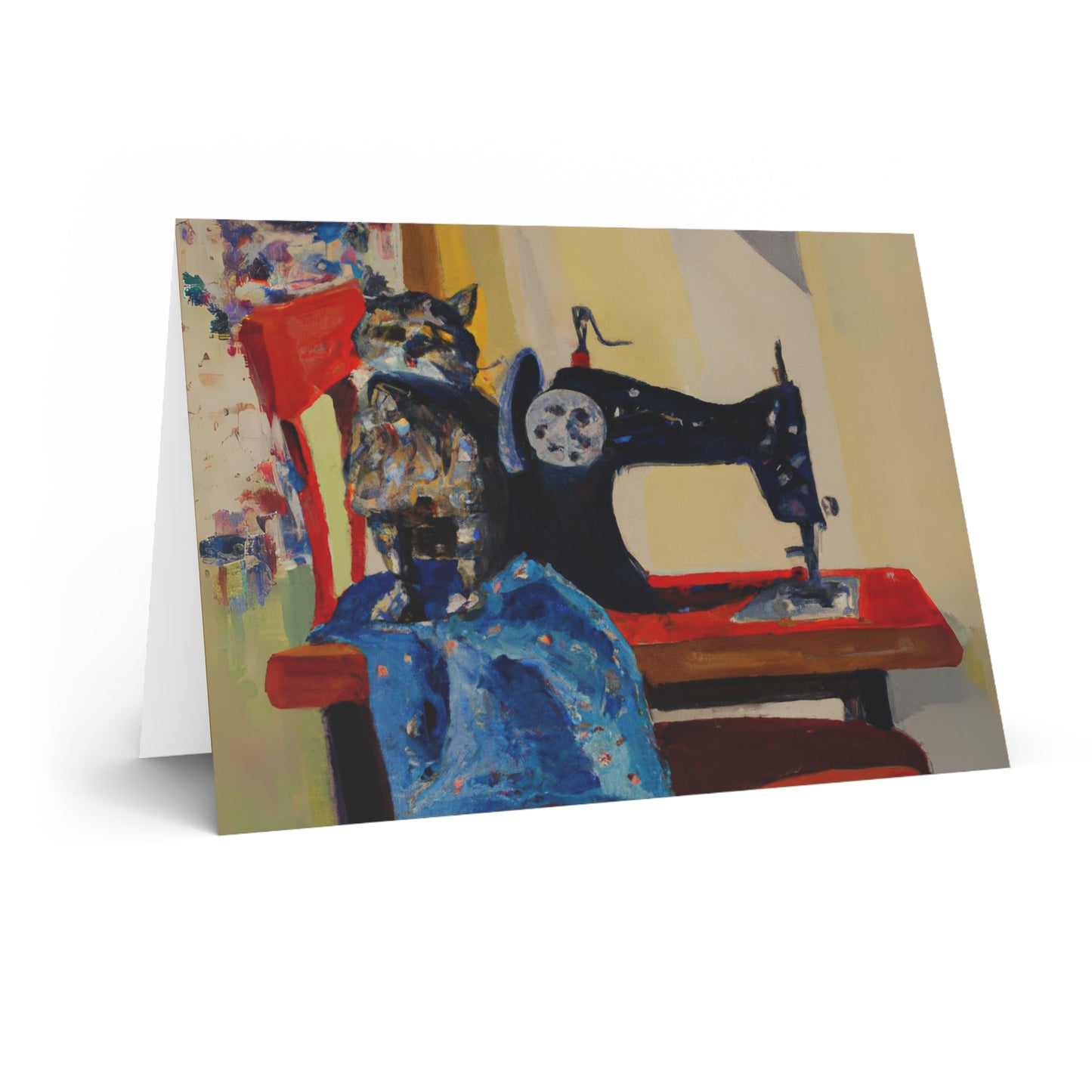 Sewing Cat 2 Blank Card