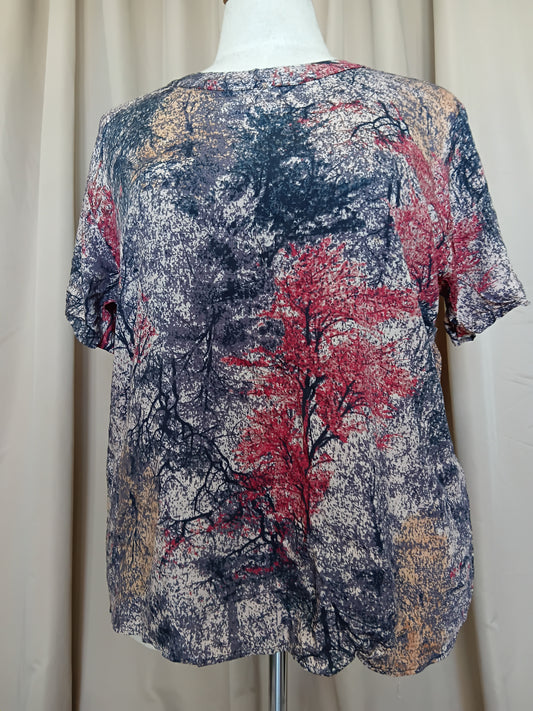 Women's Short Sleeve Top 100% Viscose Scarlet Trees