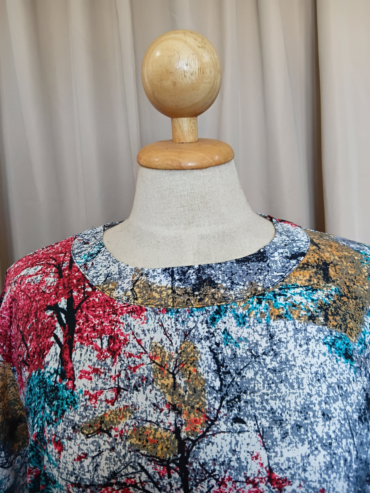 Women's Short Sleeve Top 100% Viscose Teal Trees