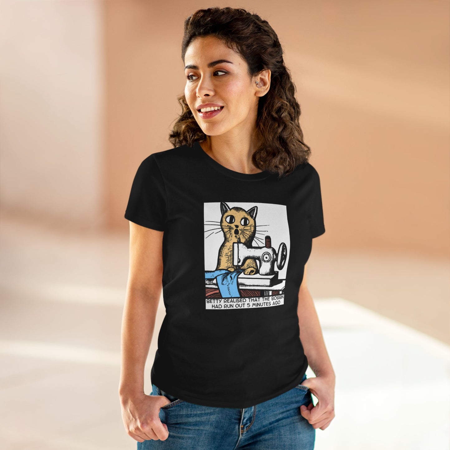 Cute Betty Bobbin Cat Sewing Tee