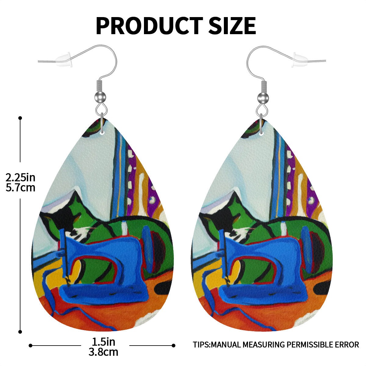 Teardrop Earrings with "Sewing Cats" design – The Perfect Gift for People who Love to Sew