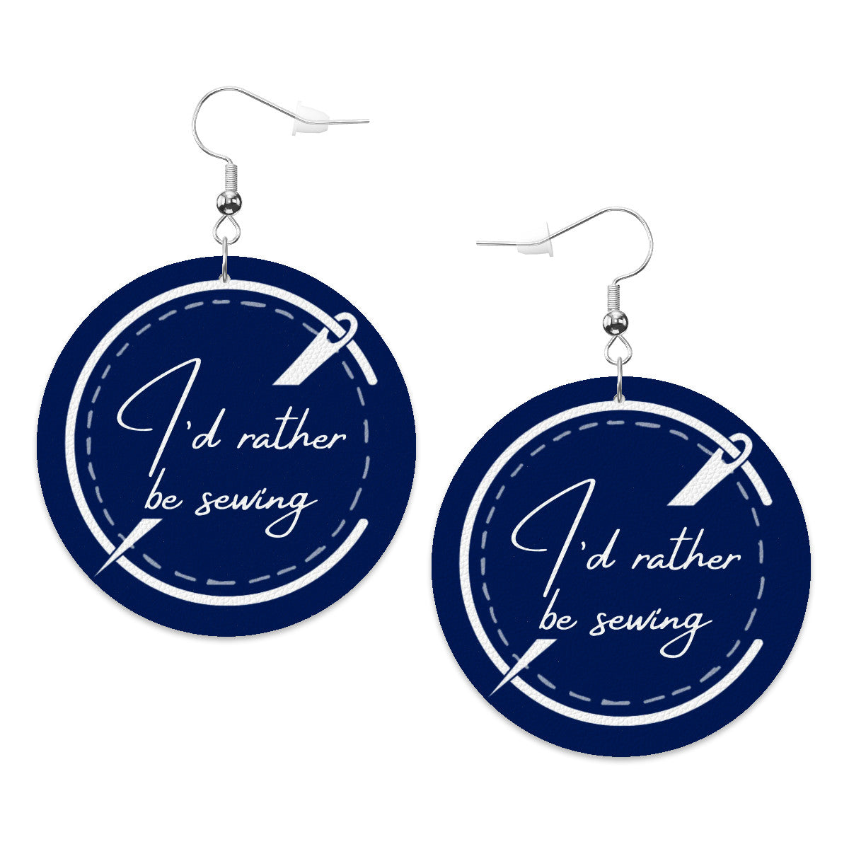 Circle Drop Earrings with "I'd Rather be Sewing" design – The Perfect Gift for People who Love to Sew