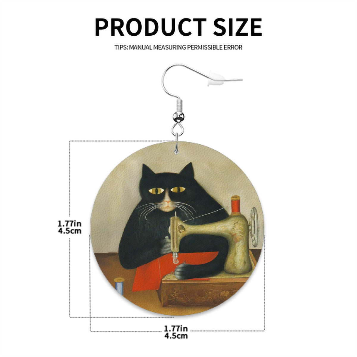 Circle Drop Earrings with "Sewing Cats" design – The Perfect Gift for People who Love to Sew