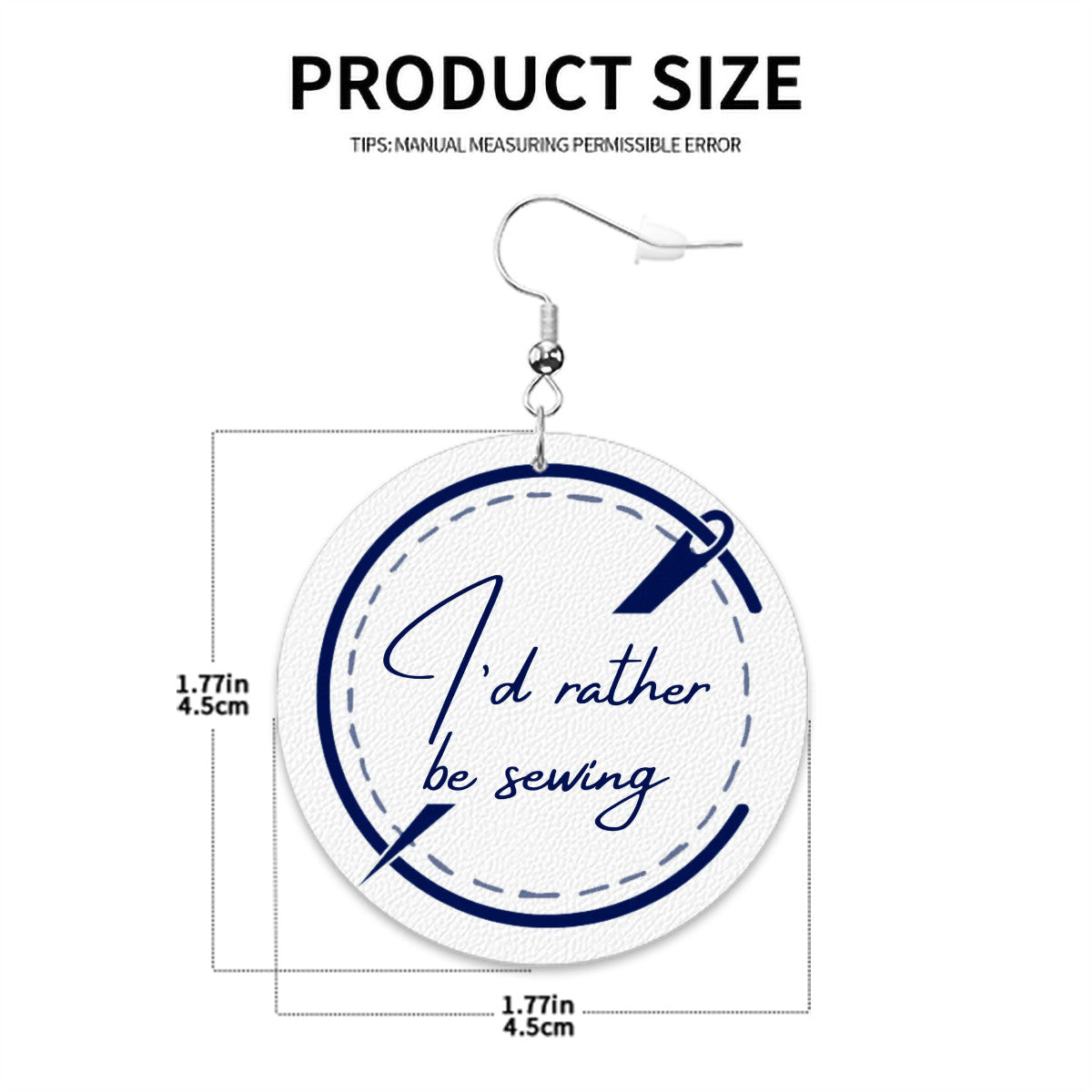 Circle Drop Earrings with "I'd Rather be Sewing" design – The Perfect Gift for People who Love to Sew