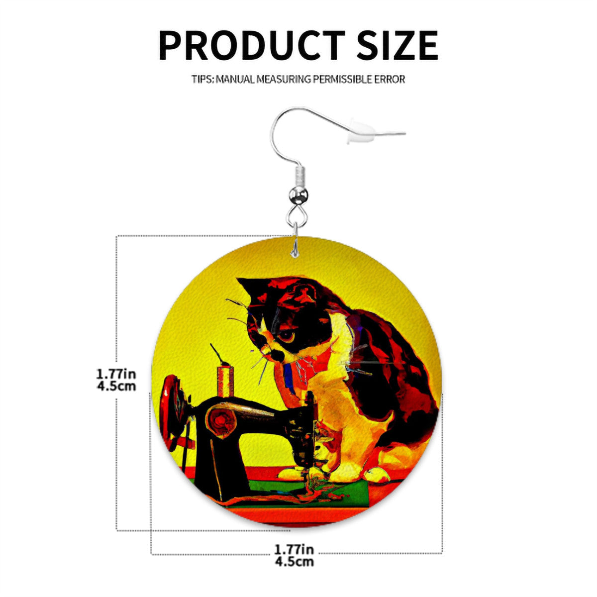 Circle Drop Earrings with "Sewing Cats" design – The Perfect Gift for People who Love to Sew