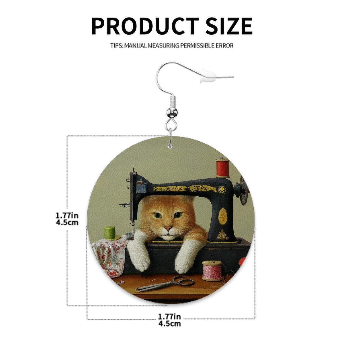 Circle Drop Earrings with "Sewing Cats" design – The Perfect Gift for People who Love to Sew