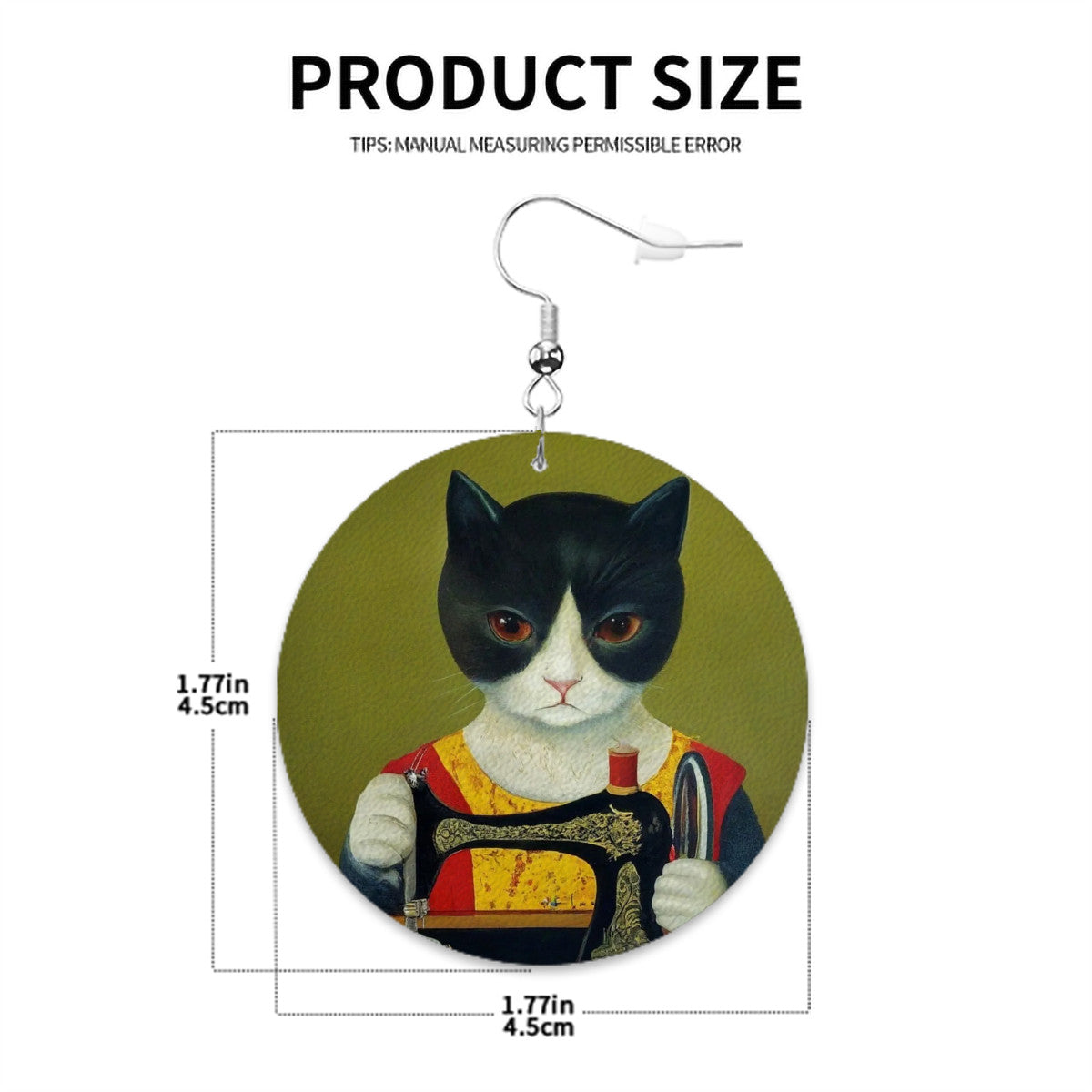 Circle Drop Earrings with "Sewing Cats" design – The Perfect Gift for People who Love to Sew