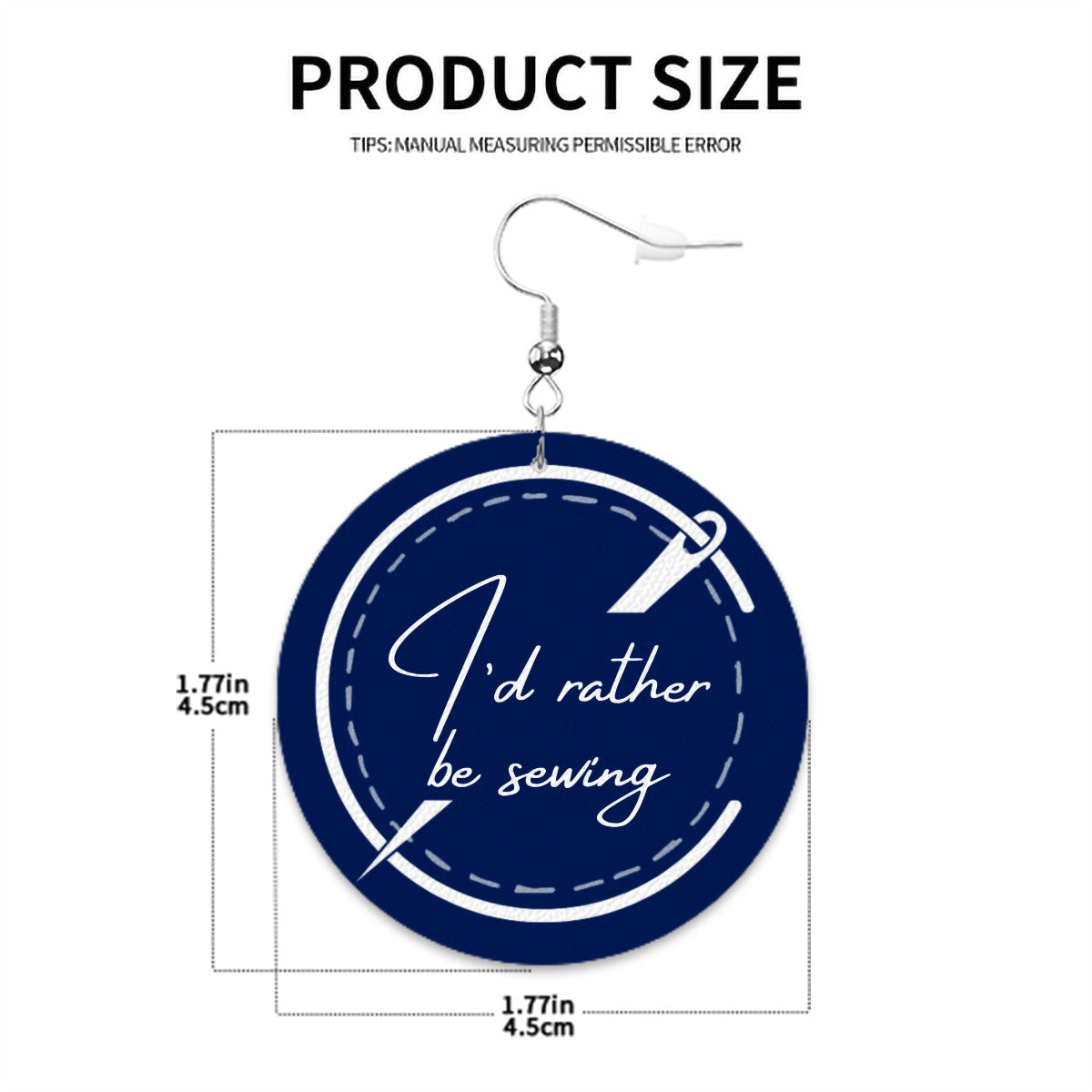 Circle Drop Earrings with "I'd Rather be Sewing" design – The Perfect Gift for People who Love to Sew