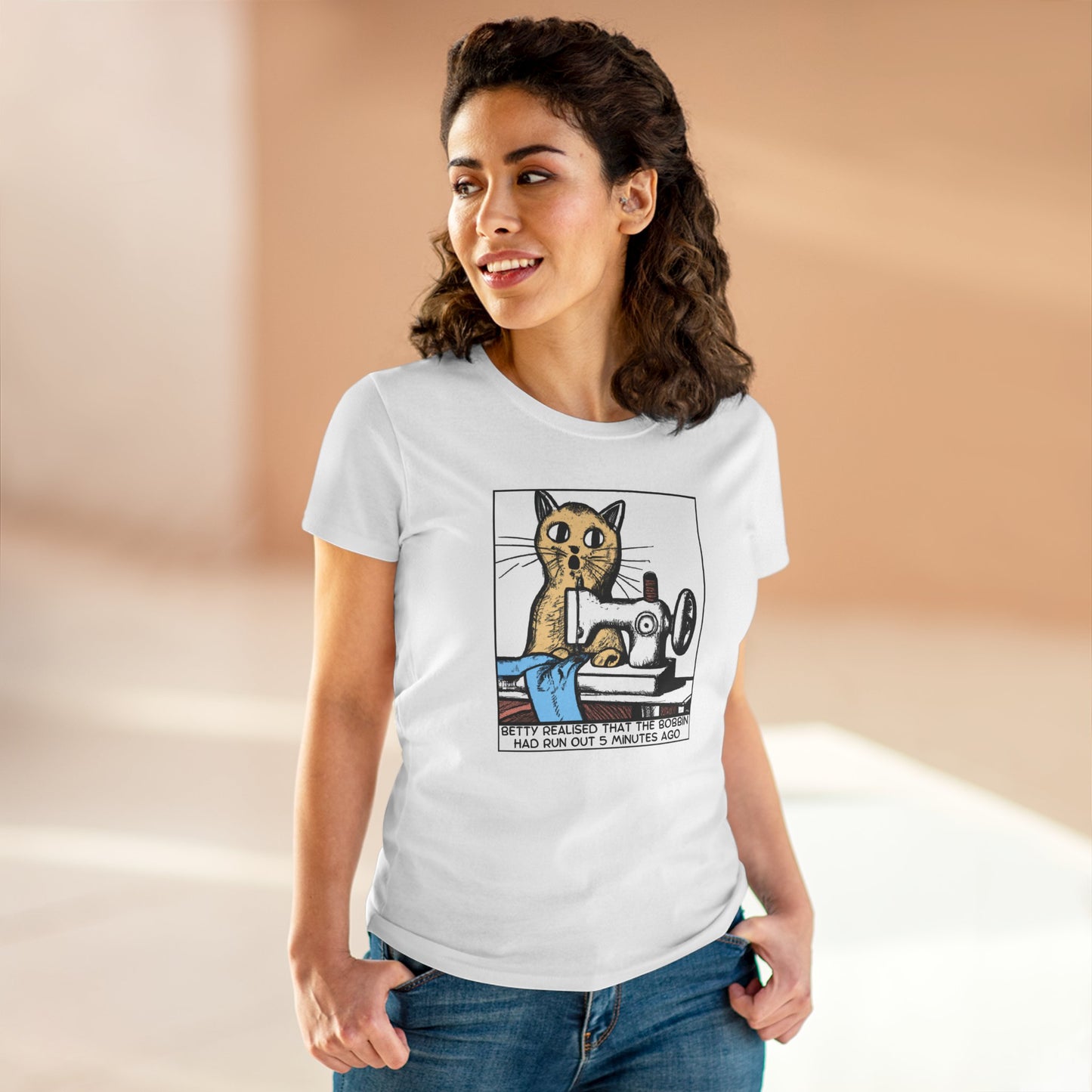 Cute Betty Bobbin Cat Sewing Tee